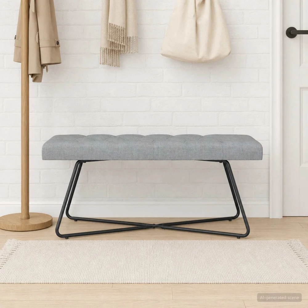 Suoliukas su mygtukų įsiuvais Šviesiai pilka 110 x 40 x 46 cm