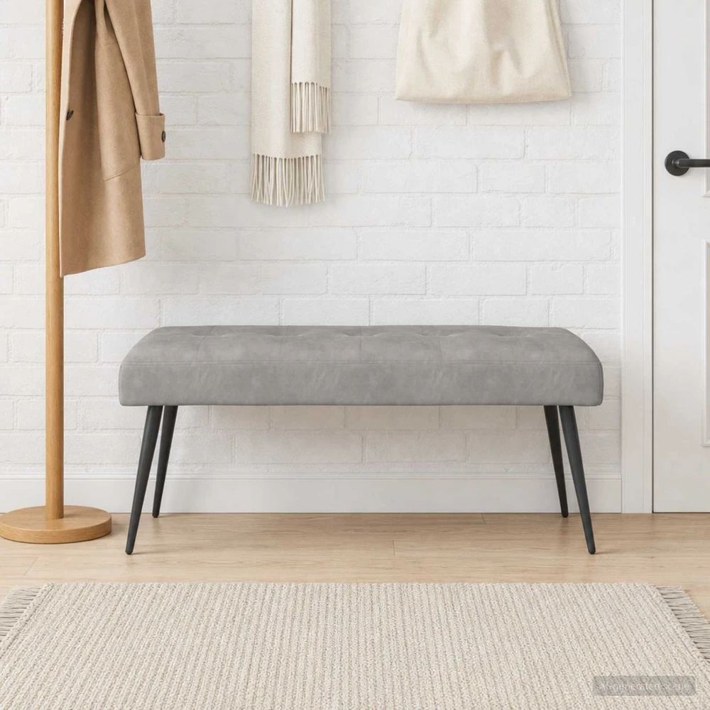 Suoliukas su mygtukų įsiuvais Šviesiai pilka 110 x 40 x 46 cm
