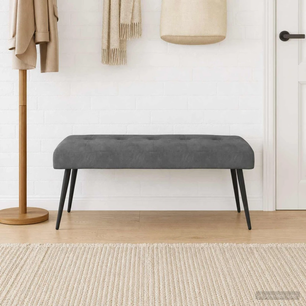 Suoliukas su mygtukų įsiuvais Tamsiai pilka 110 x 40 x 46 cm