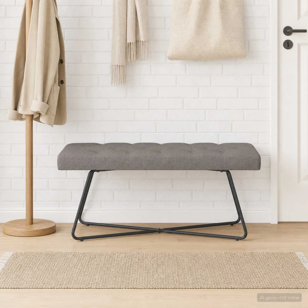 Suoliukas su mygtukų įsiuvais Taupe 110 x 40 x 46 cm Audinys