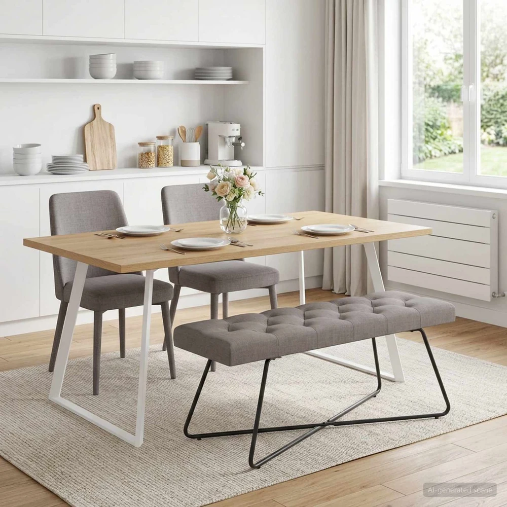 Suoliukas su mygtukų įsiuvais Taupe 110 x 40 x 46 cm Audinys