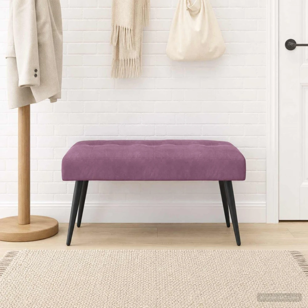 Suoliukas su mygtukų įsiuvais Violetinė 80 x 40 x 46 cm Aksomas