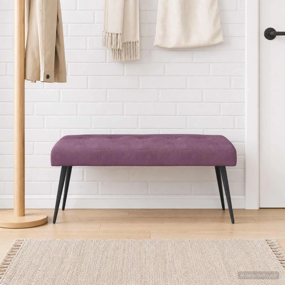 Suoliukas su mygtukų įsiuvais Violetinė 110 x 40 x 46 cm