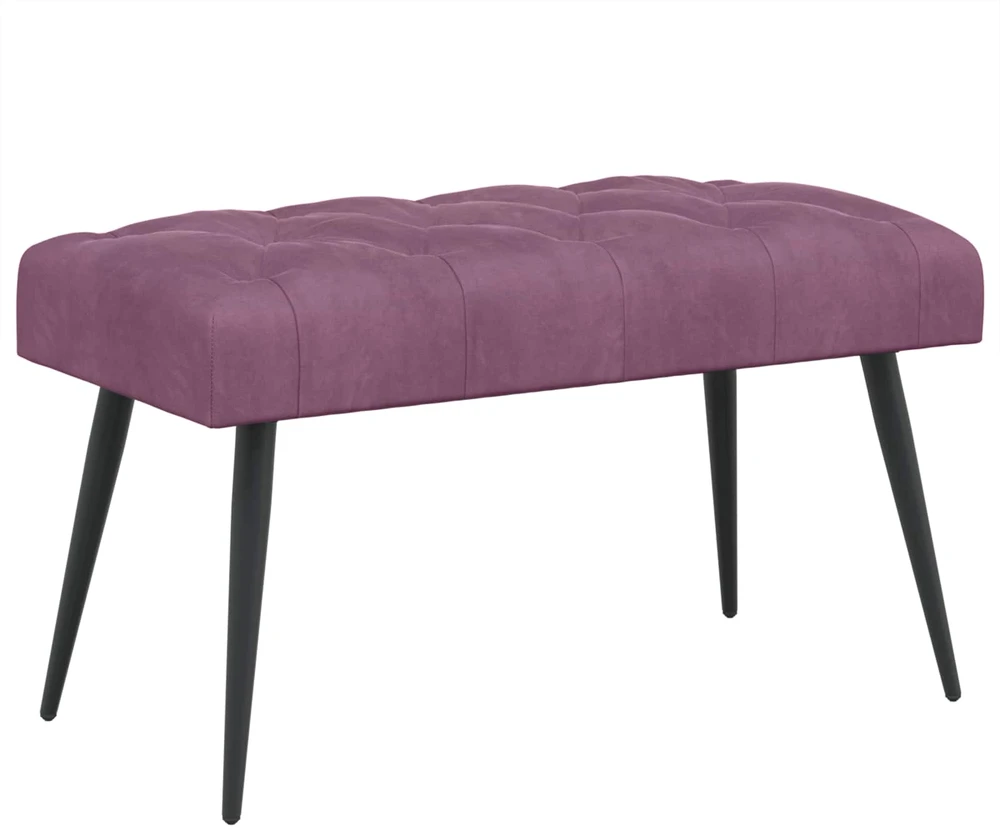 Suoliukas su mygtukų įsiuvais Violetinė 80 x 40 x 46 cm Aksomas
