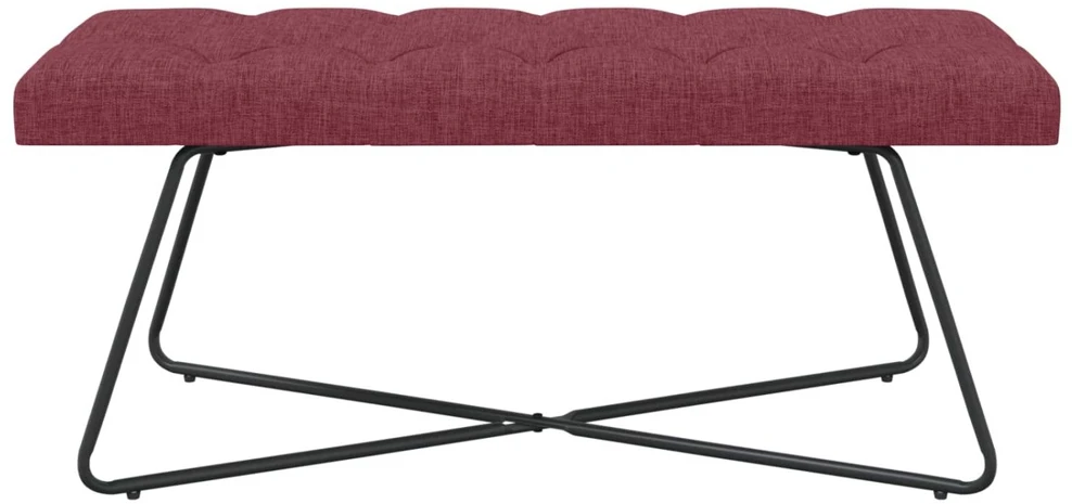 Suoliukas su mygtukų įsiuvais Vyno raudona 110 x 40 x 46 cm