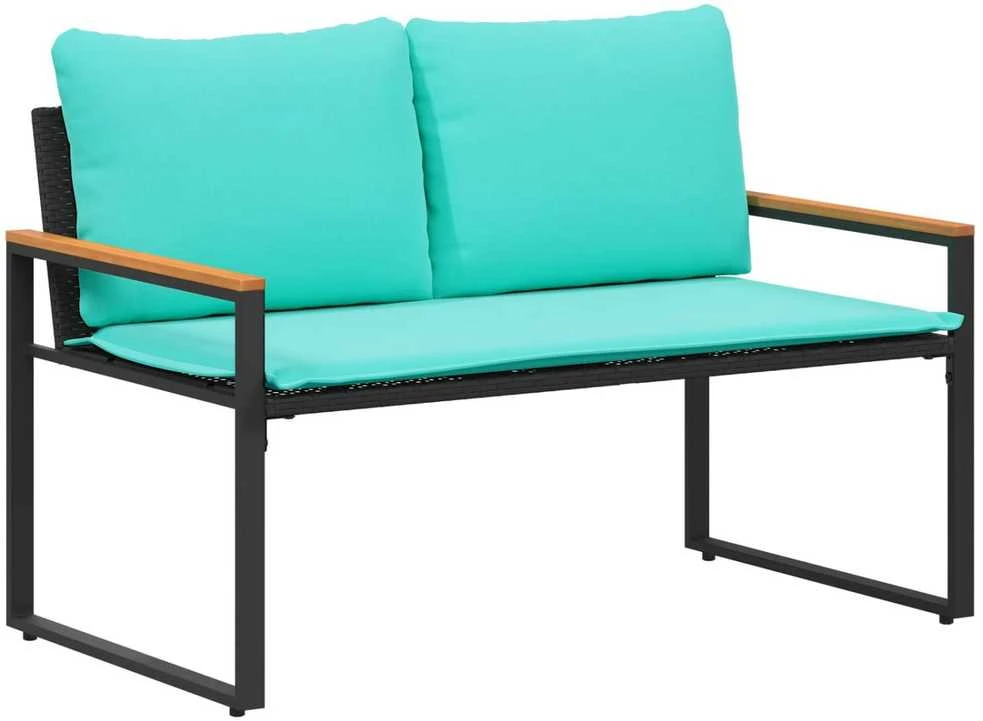 suoliukas su pagalve Juoda ir turkio 115 x 65 x 72 cm Ratanas