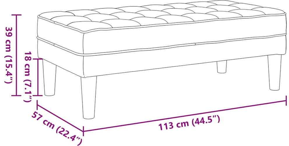 suoliukas su pagalve Šviesiai žalia 113 x 57 x 39 cm Aksomas