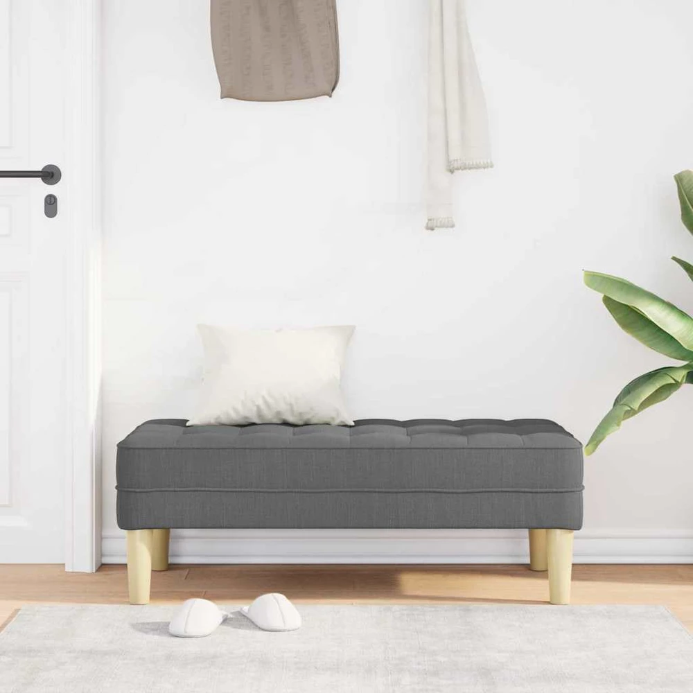 suoliukas su pagalve Tamsiai pilka 113 x 57 x 39 cm audinys