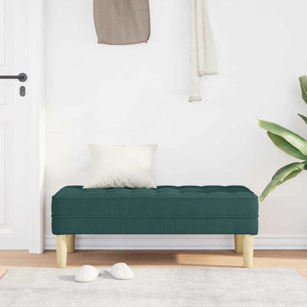 suoliukas su pagalve Tamsiai žalia 113 x 57 x 39 cm audinys