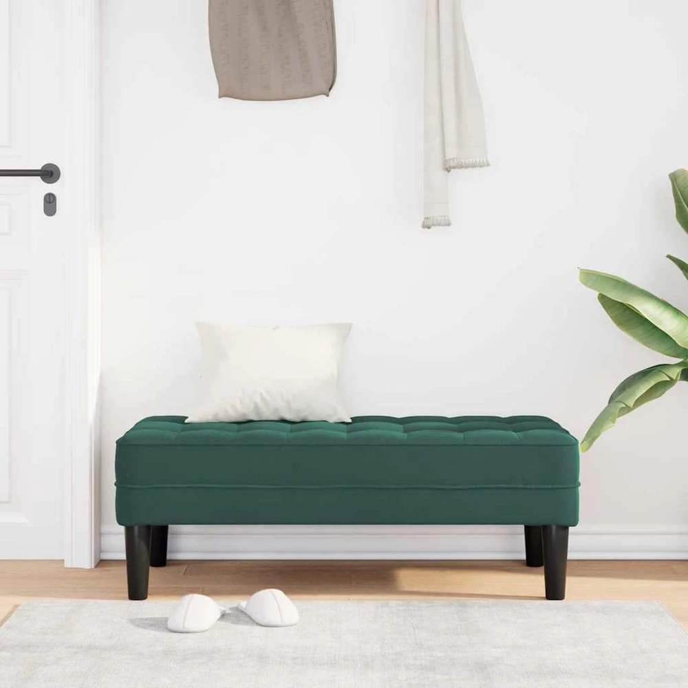 suoliukas su pagalve Tamsiai žalia 113 x 57 x 39 cm Aksomas