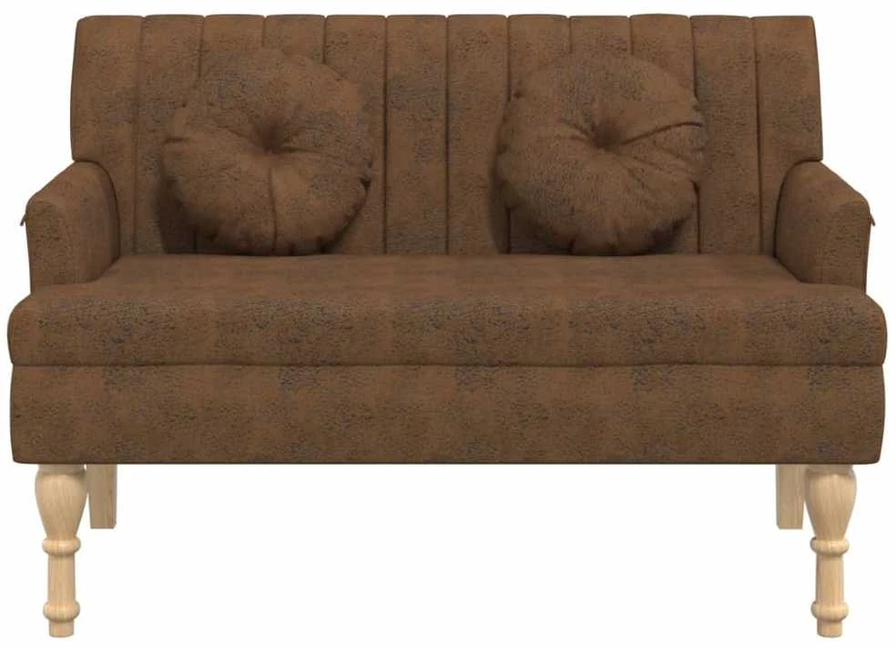 Suoliukas su pagalvėlėmis, rudas, 113x64,5x75,5cm, dirbtinė oda