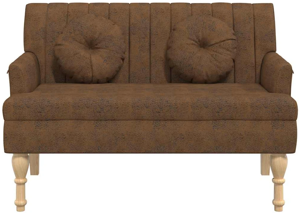 Suoliukas su pagalvėlėmis, rudas, 113x64,5x75,5cm, dirbtinė oda