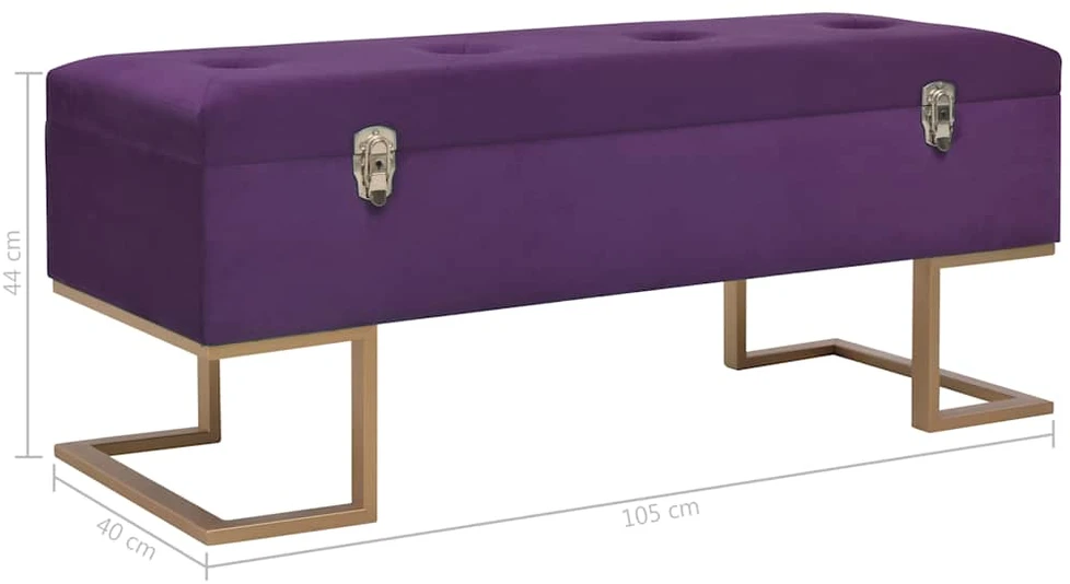Suoliukas su skyriumi daiktams, violetinės sp., 105cm, aksomas