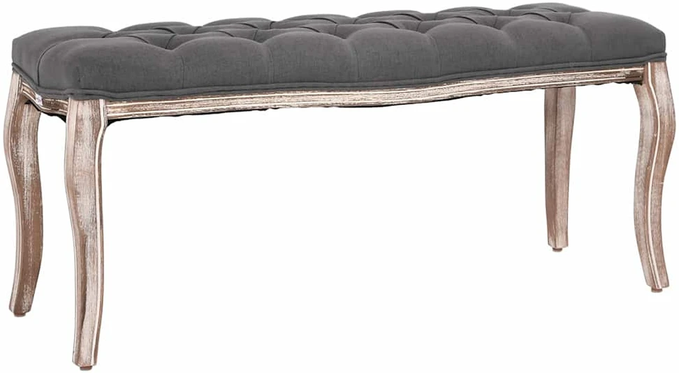 Suoliukas, tamsiai pilkas, 110x38x48cm, linas/medienos masyvas