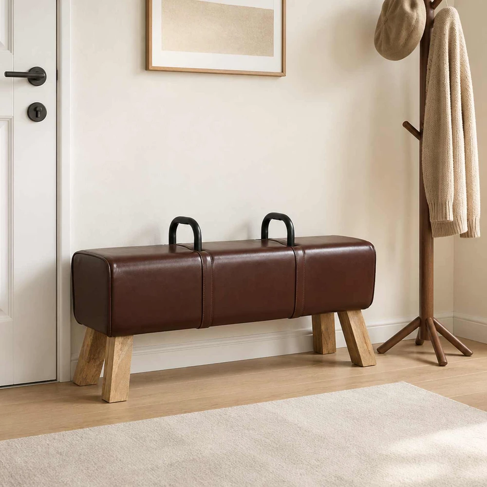 suoliukas Tamsiai rudas 110 x 30 x 45 cm Tikra oda
