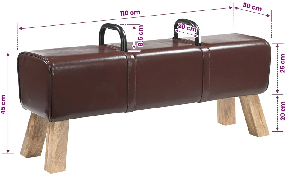 suoliukas Tamsiai rudas 110 x 30 x 45 cm Tikra oda