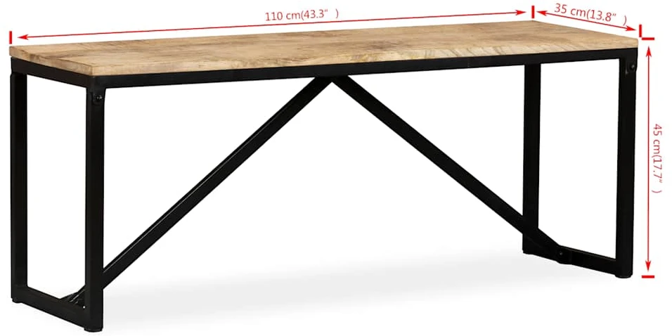 Suoliukas, tvirta mango mediena, 110x35x45cm