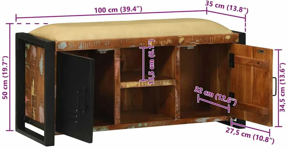 Sėdėjimo spintelė Įvairiaspalvis 100 x 35 x 50 cm