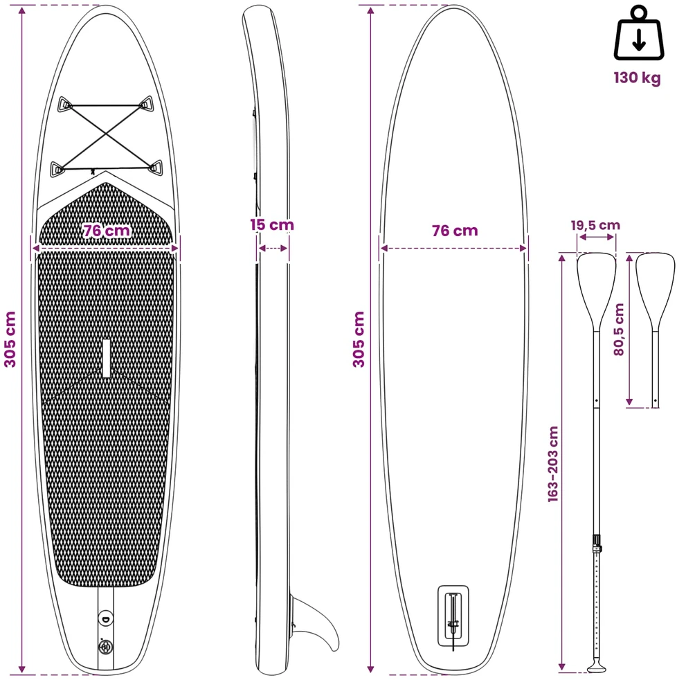 SUP lenta su sėdyne 2-in-1 APEX 305 x 76 x 15 cm Mėlyna