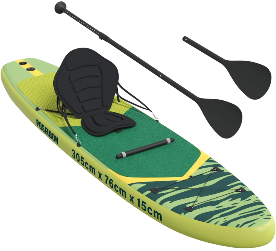 SUP lenta su sėdyne 2-in-1 POSEIDON 305 x 76 x 15 cm Žalia