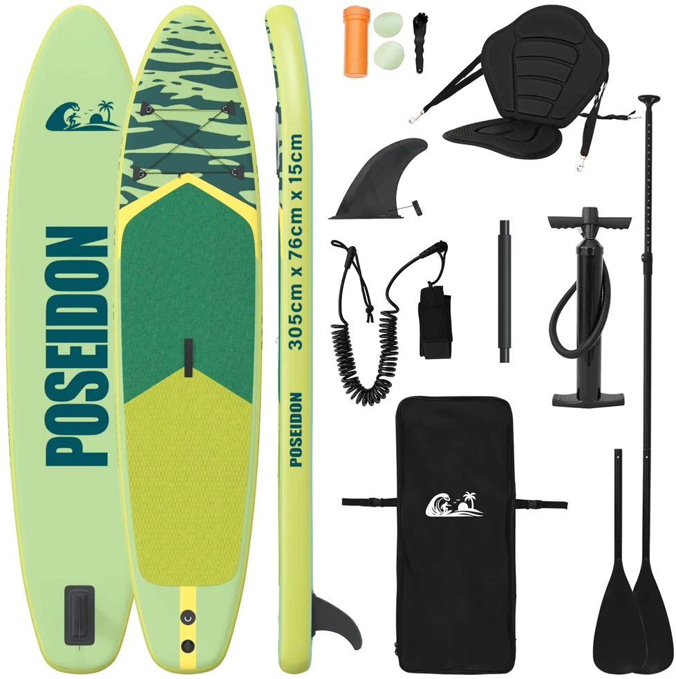 SUP lenta su sėdyne 2-in-1 POSEIDON 305 x 76 x 15 cm Žalia