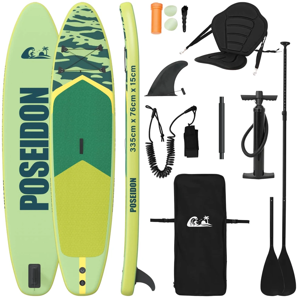 SUP lenta su sėdyne 2-in-1 POSEIDON 335 x 76 x 15 cm Žalia