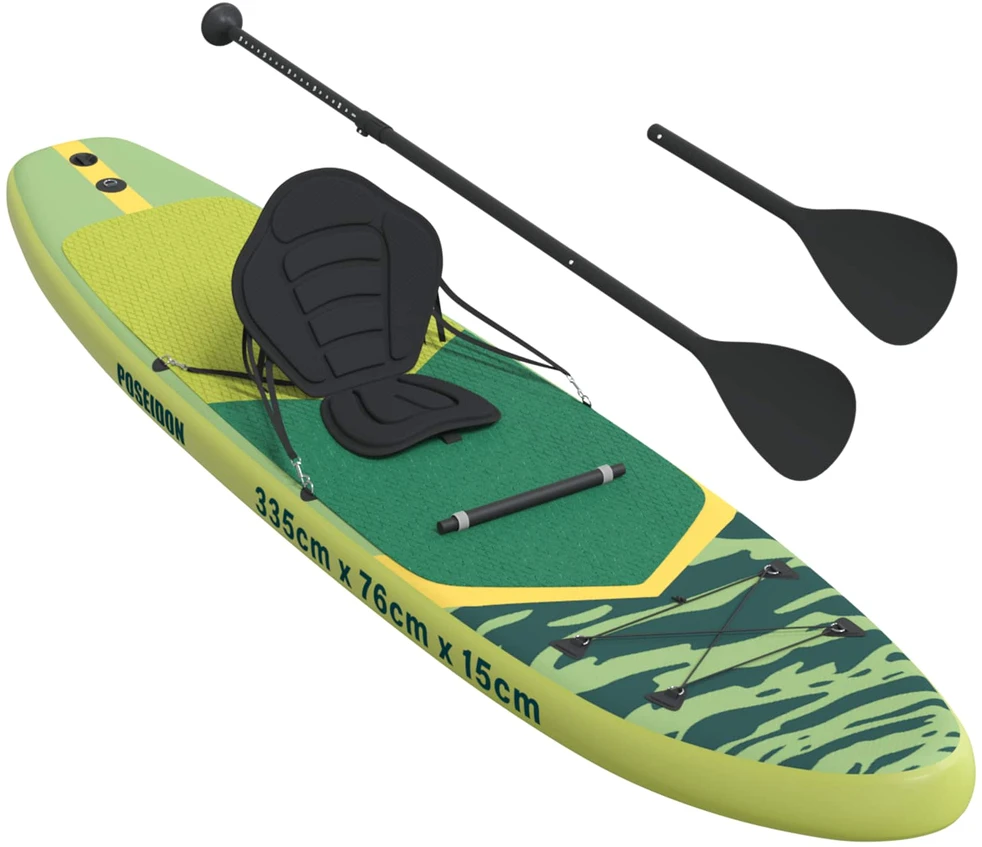 SUP lenta su sėdyne 2-in-1 POSEIDON 335 x 76 x 15 cm Žalia