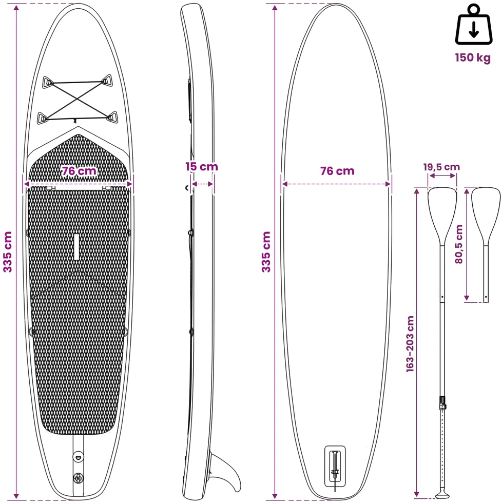 SUP lenta su sėdyne 2-in-1 POSEIDON 335 x 76 x 15 cm Žalia