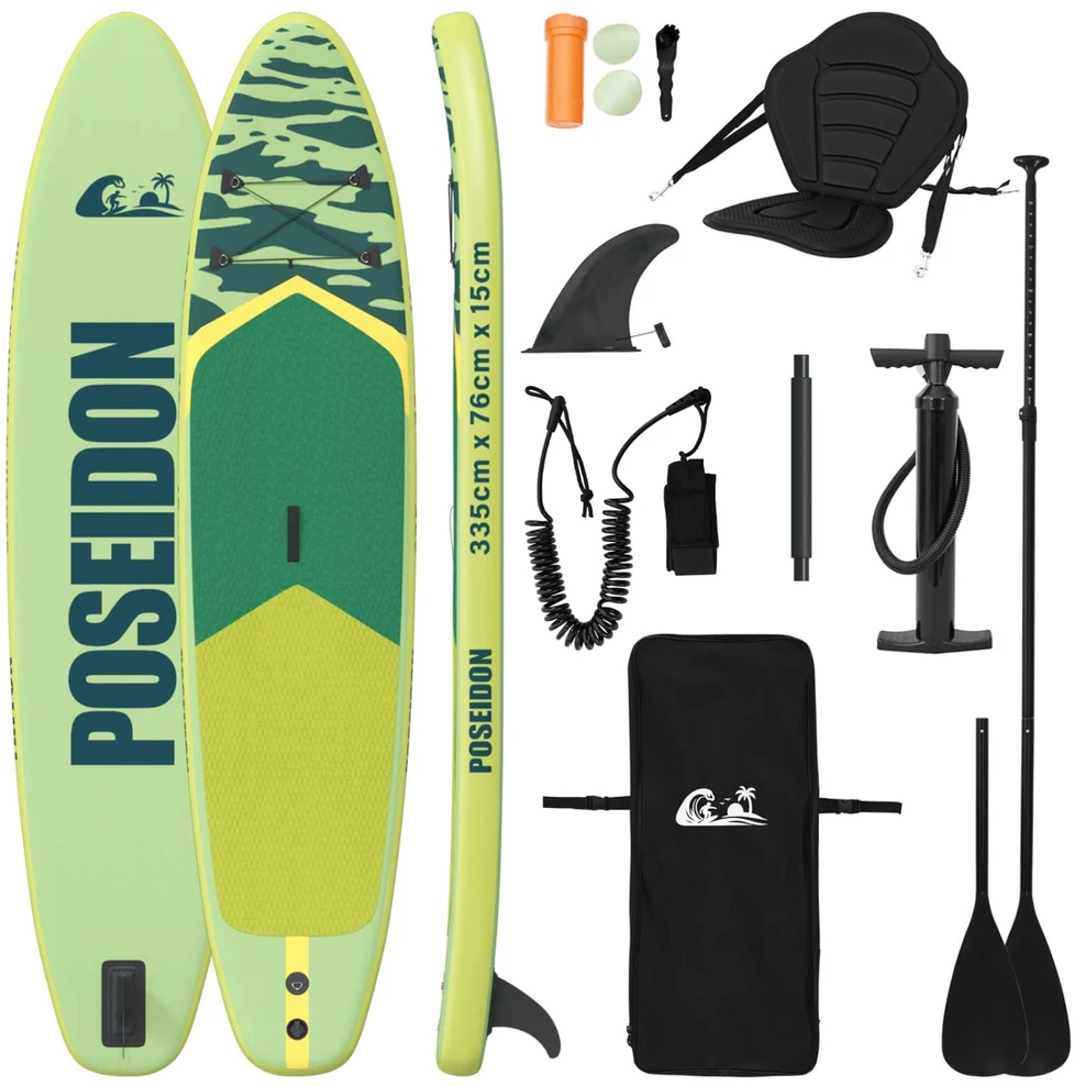 SUP lenta su sėdyne 2-in-1 POSEIDON 335 x 76 x 15 cm Žalia