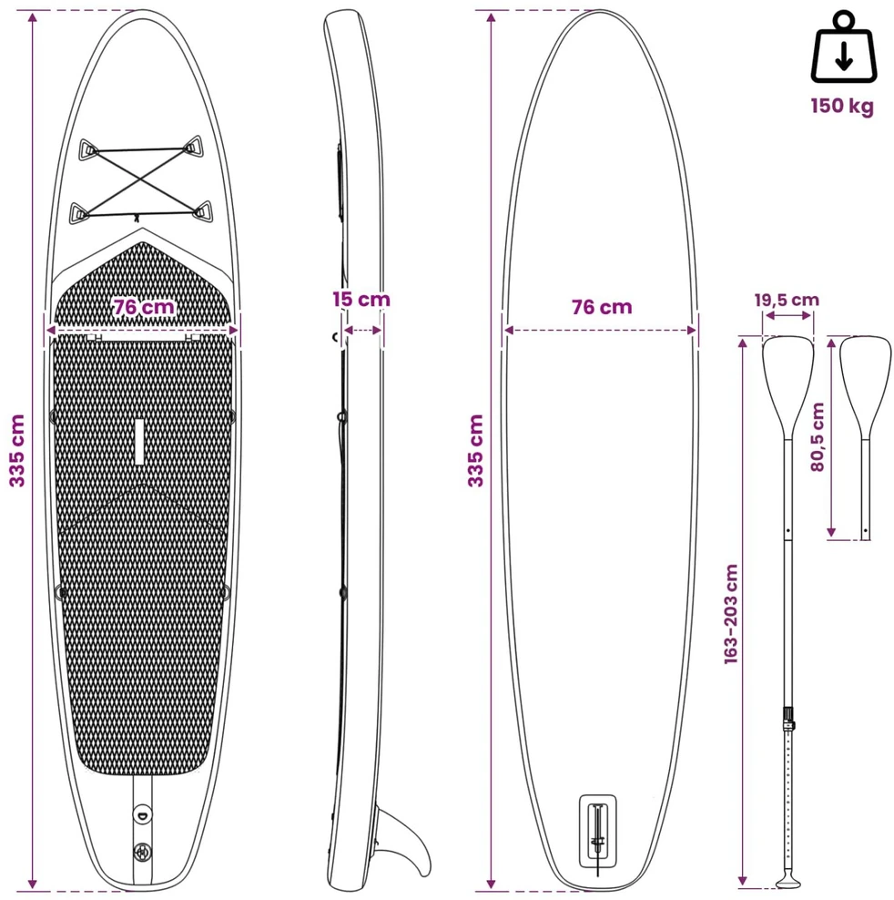 SUP lenta su sėdyne 2-in-1 POSEIDON 335 x 76 x 15 cm Žalia
