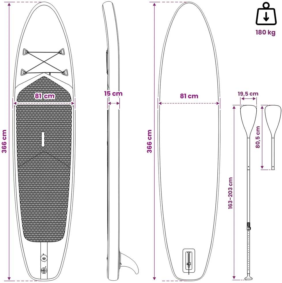 SUP lenta su sėdyne 2-in-1 POSEIDON 366 x 81 x 15 cm Žalia