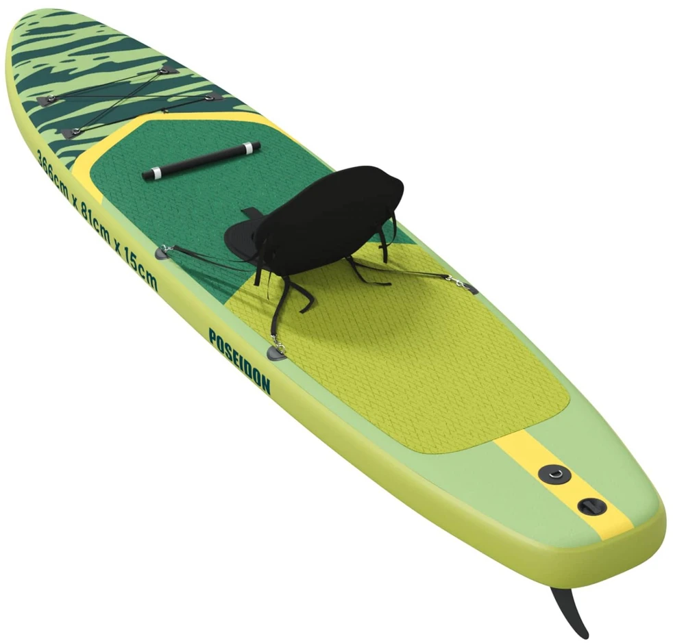 SUP lenta su sėdyne 2-in-1 POSEIDON 366 x 81 x 15 cm Žalia