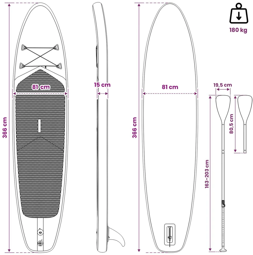 SUP lenta su sėdyne 2-in-1 POSEIDON 366 x 81 x 15 cm Žalia