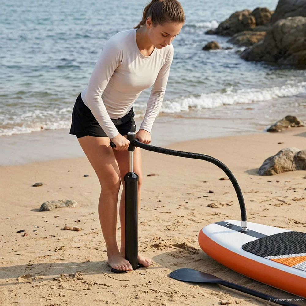 SUP rankinė pompa su manometru Juoda 24 x 7,5 x 58 cm PP