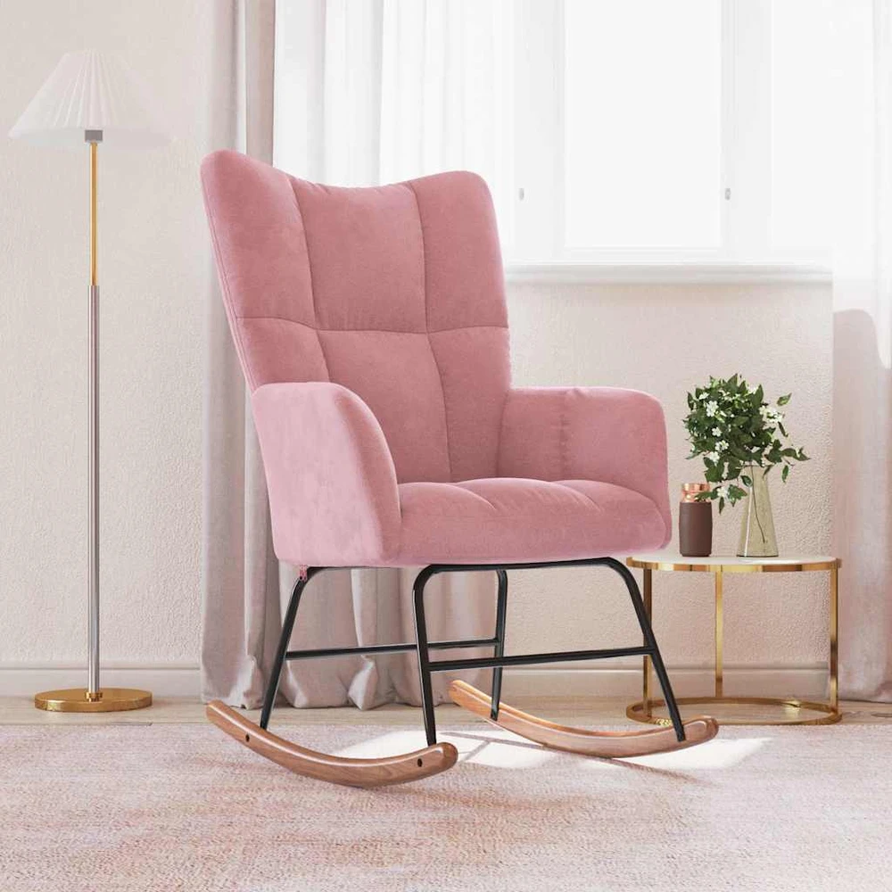 Supama kėdė, rožinės spalvos, aksomas
