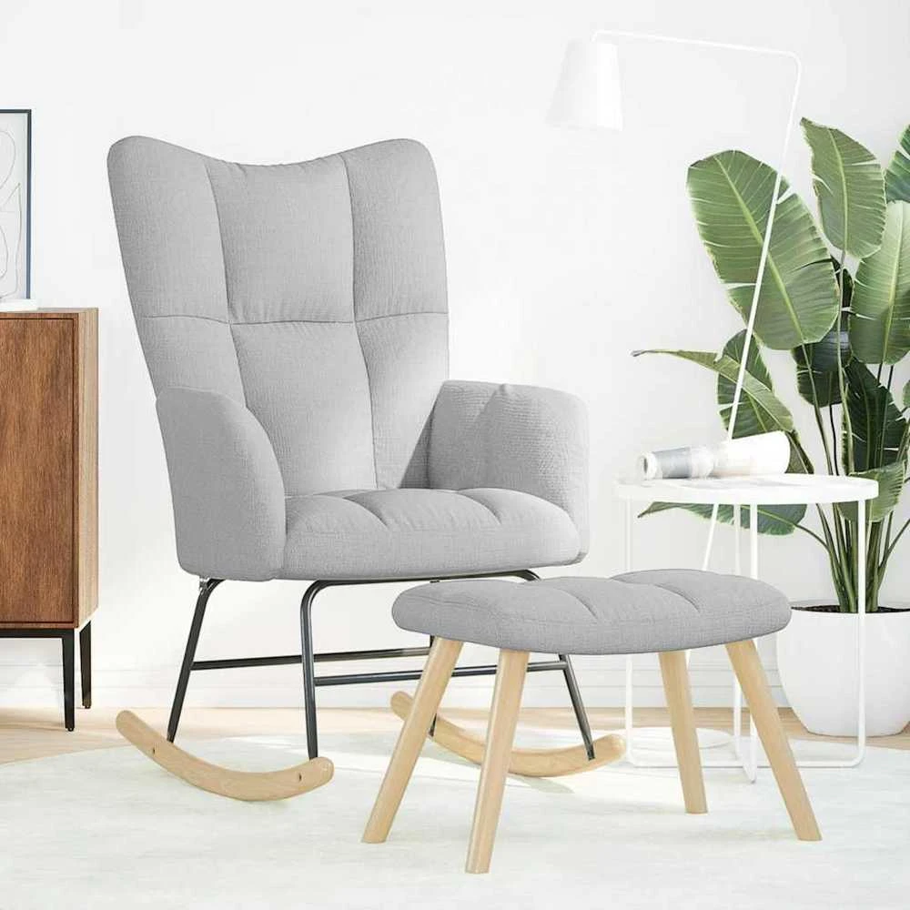 supama kėdė su Footstool Cloud Pilkas audiniu