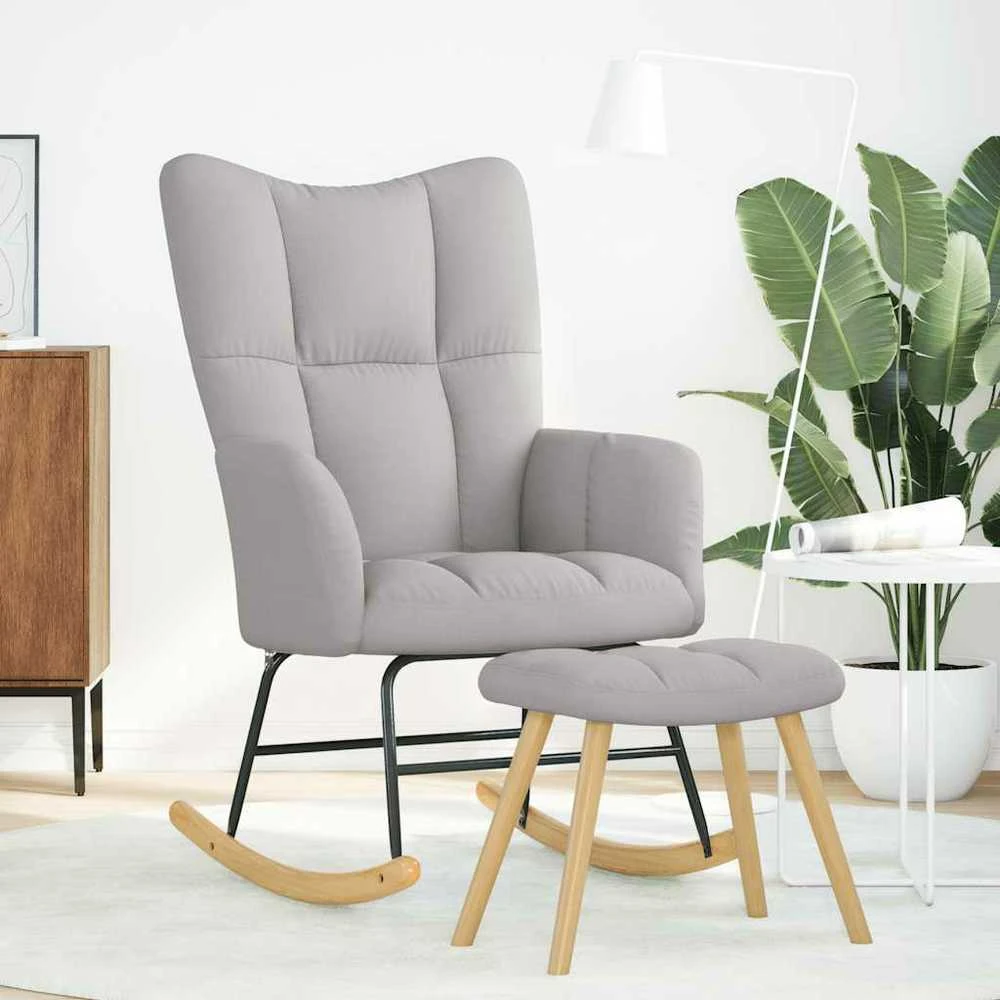 supama kėdė su Footstool Cloud Pilkas audiniu