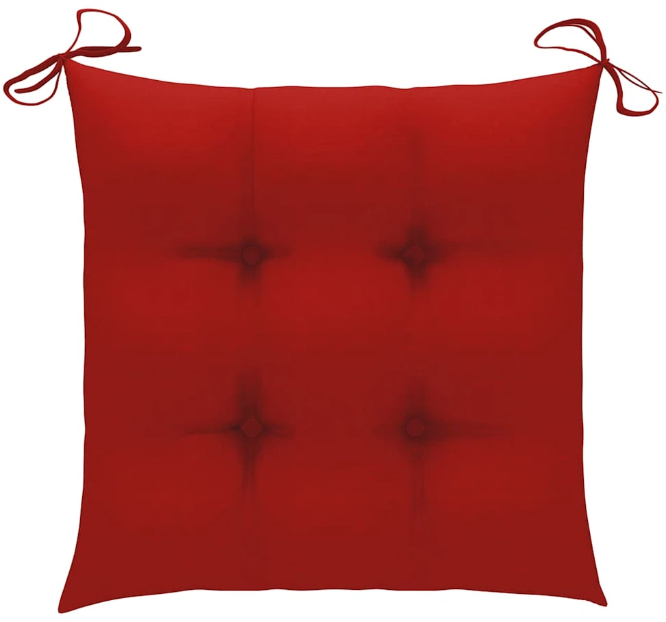 Supama kėdė su raudonos spalvos pagalvėle, tikmedžio masyvas