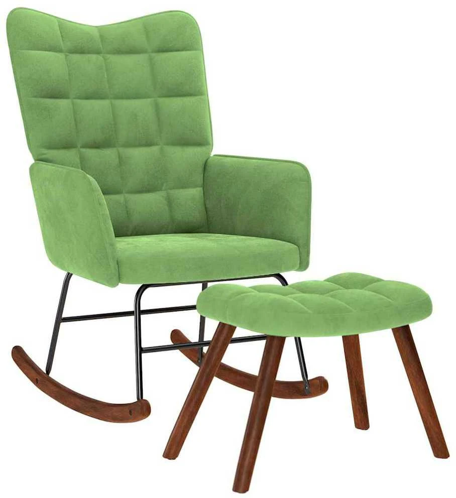 supama kėdė su taburete Light Žalias Velvet