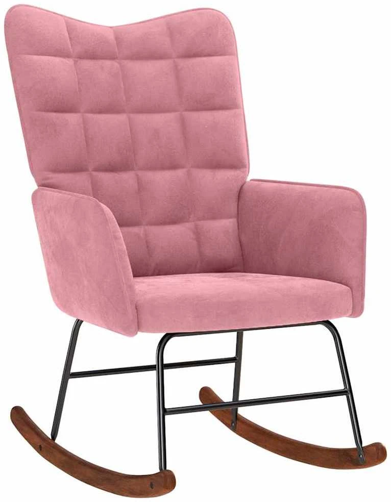 supama kėdė su taburete Rožinė Velvet