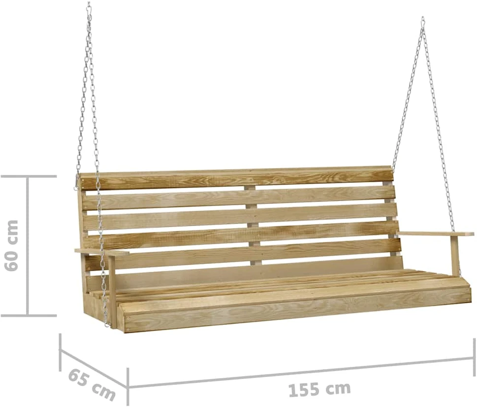 Supamas suoliukas, 155x65x60cm, impregnuota pušies mediena