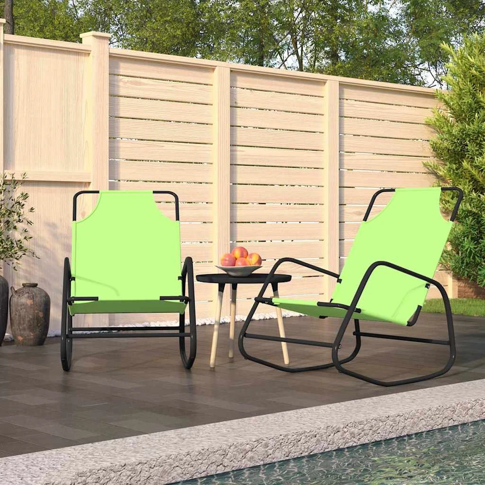 Sofa Supami saulės gultai, 2vnt., žali, plienas ir tekstilenas