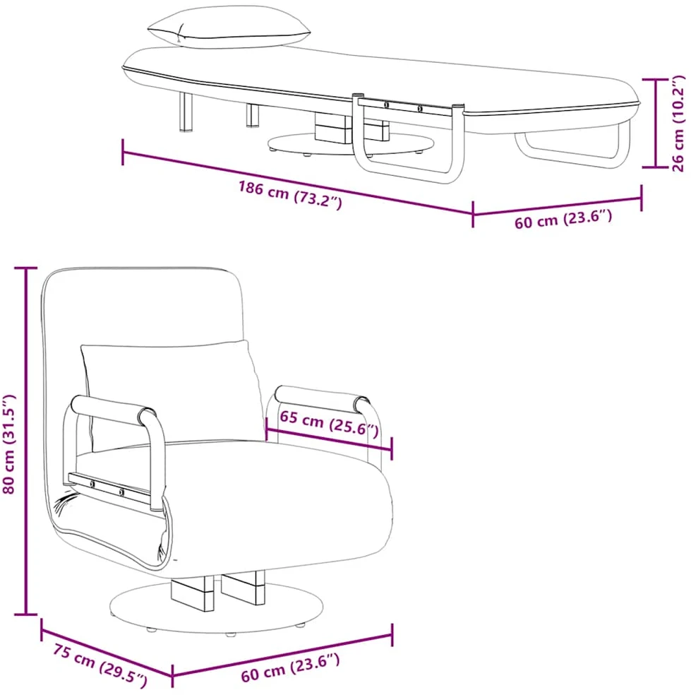 Supamoji kėdė ir sofa-lova, šviesiai pilka, audinys