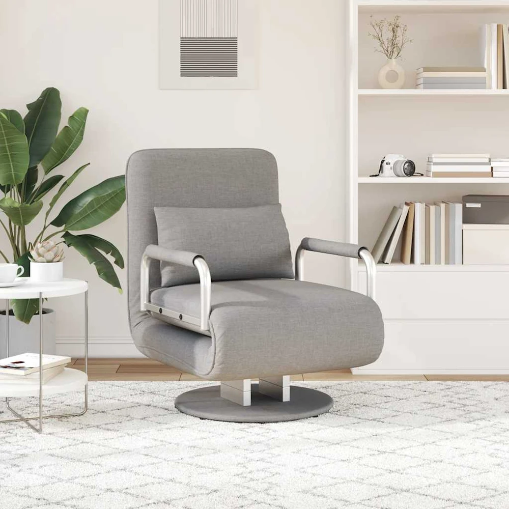 Supamoji kėdė ir sofa-lova, šviesiai pilka, audinys