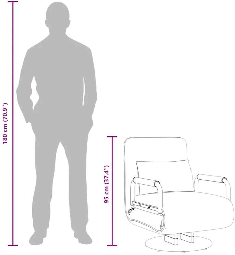 Supamoji kėdė ir sofa-lova, tamsiai pilka, audinys