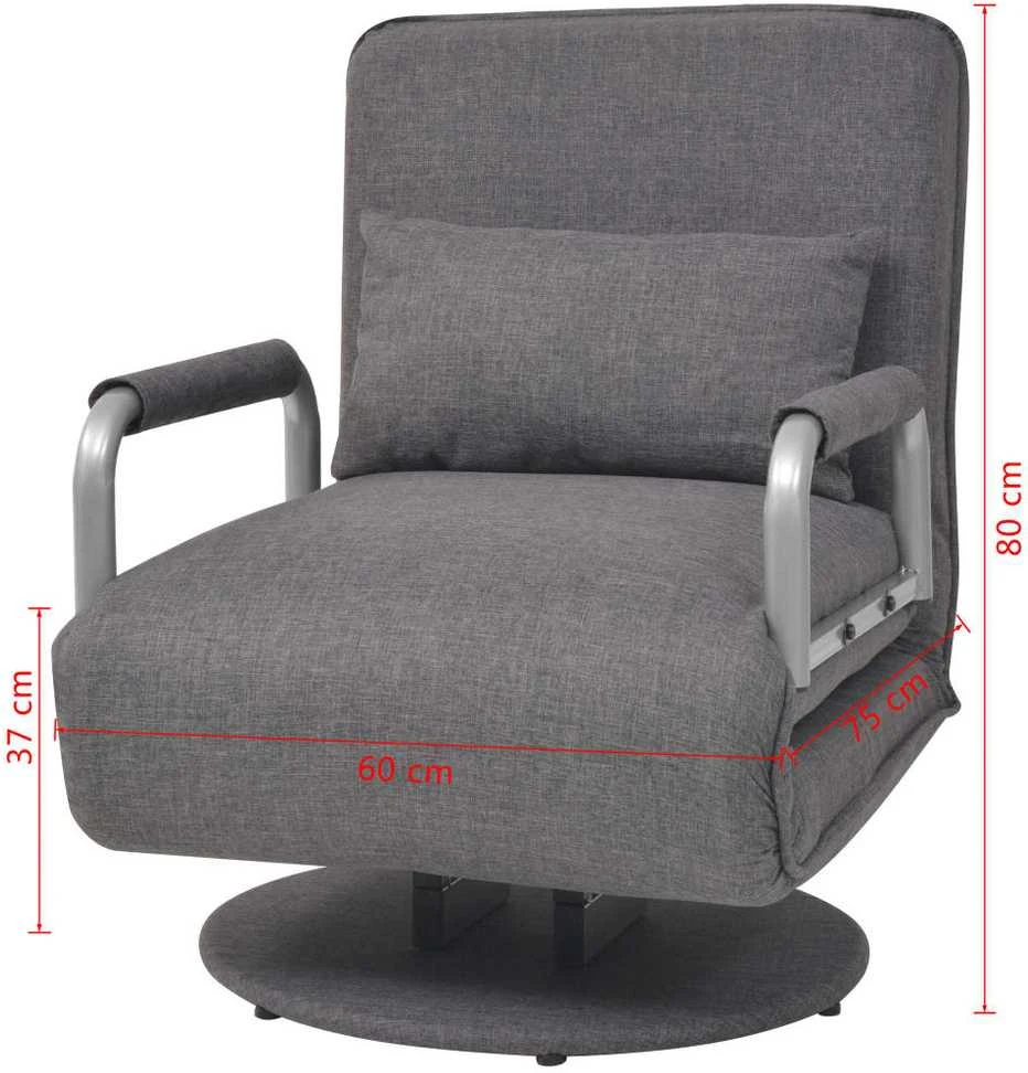 Supamoji kėdė ir sofa-lova, tamsiai pilka, audinys