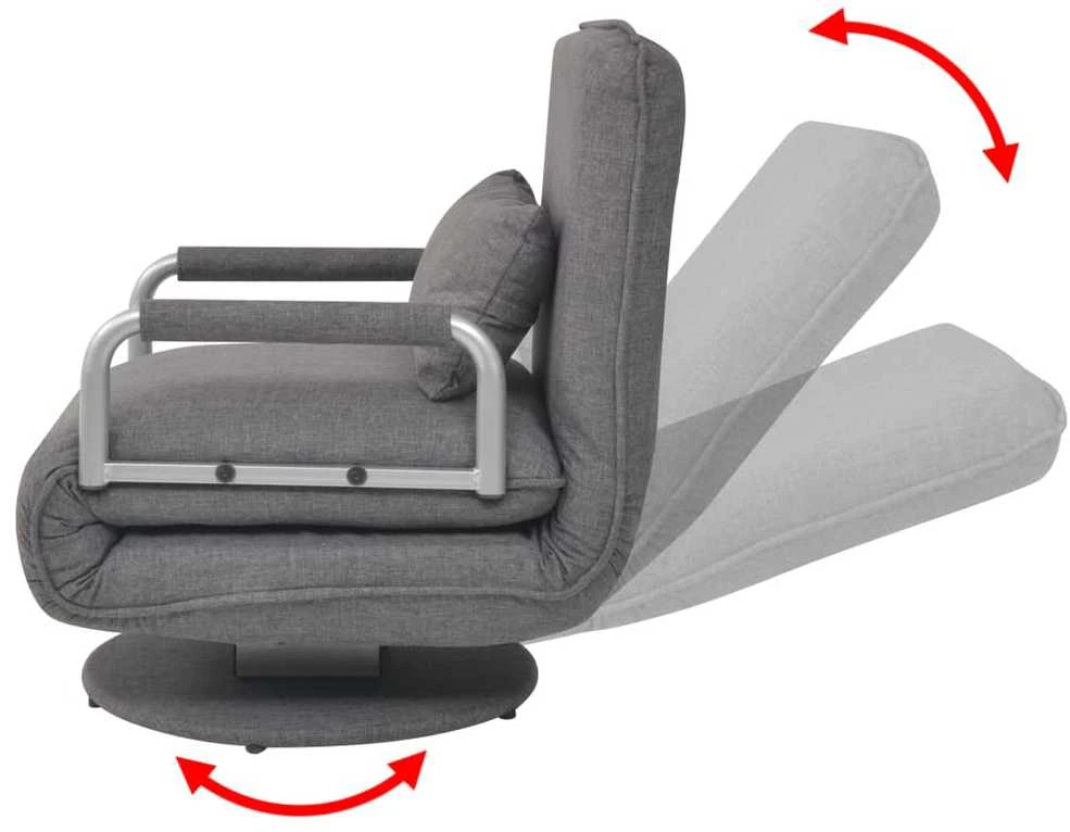 Supamoji kėdė ir sofa-lova, tamsiai pilka, audinys