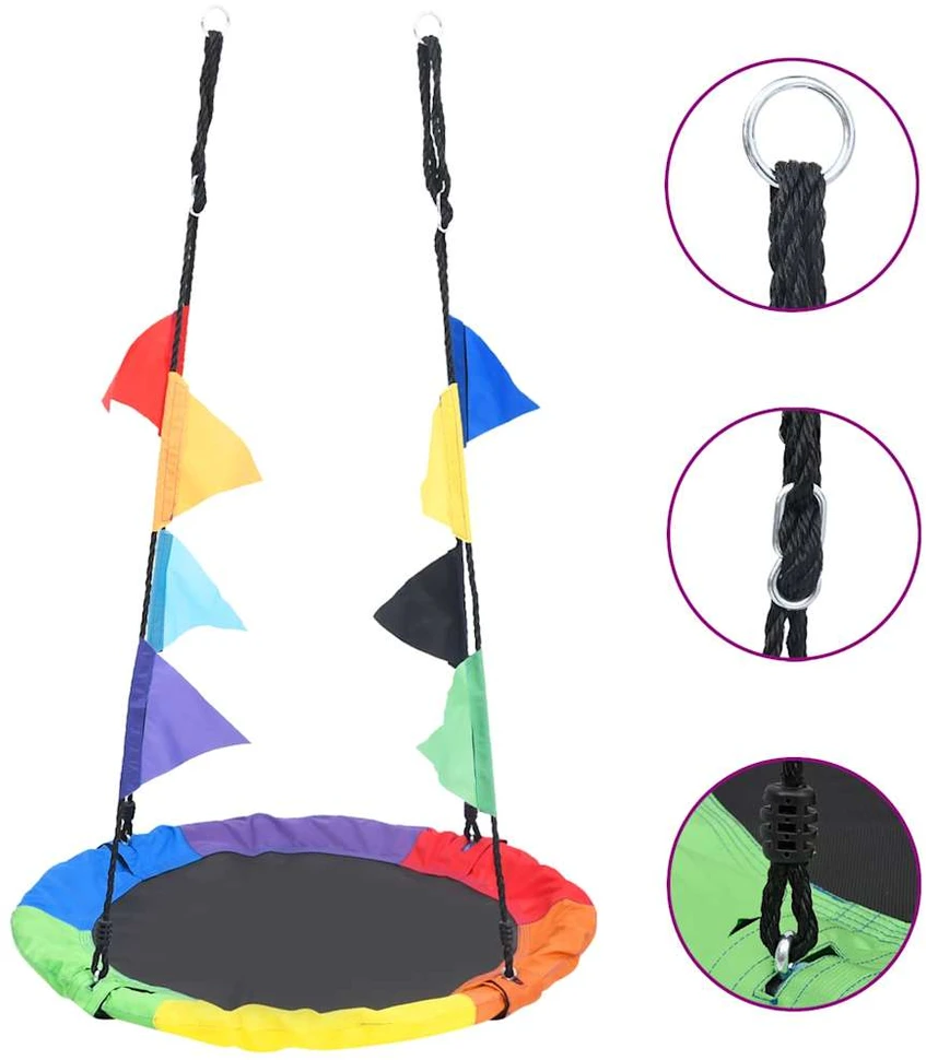 Sūpynės su vėliavėlėmis, vaivorykštės spalvų, 100cm