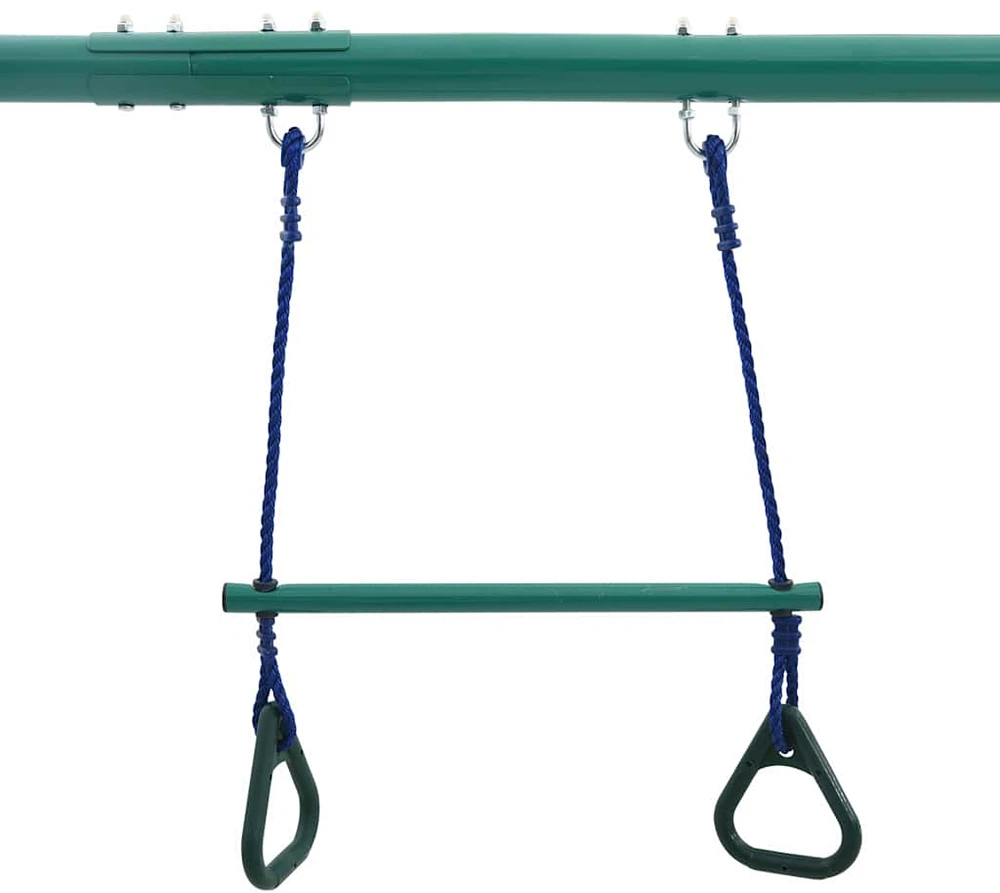 Sūpynių rinkinys su gimnastikos žiedais ir 4 sūpynėmis, plienas