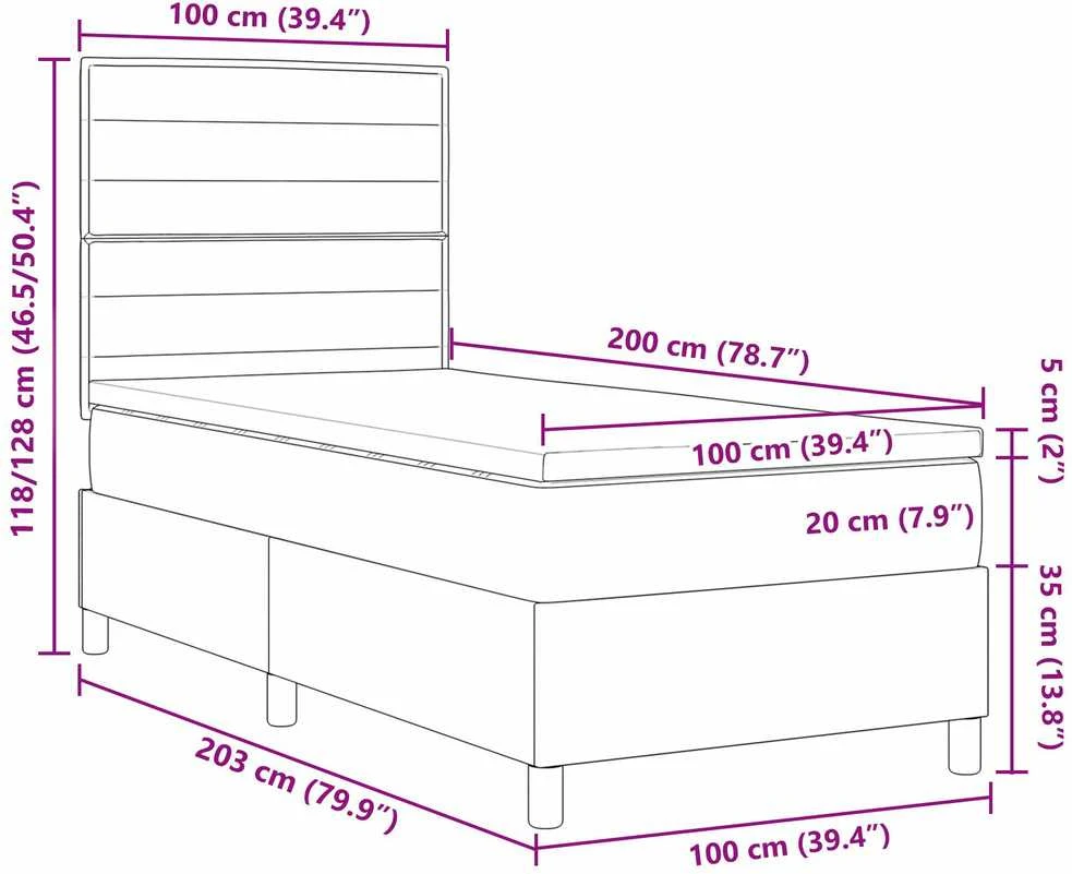 LED Čiužinio Lova su galvūgalio Kreminė 100 x 200 cm audinys